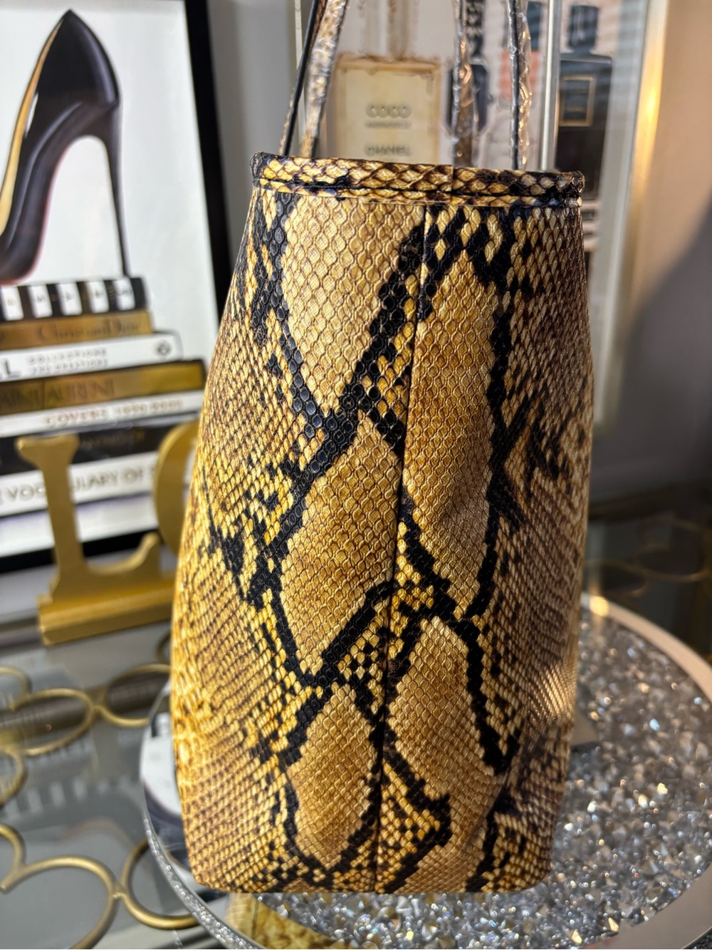 Badgley Mischka snakeskin Studio large tote NWT - Picture 8 of 13
